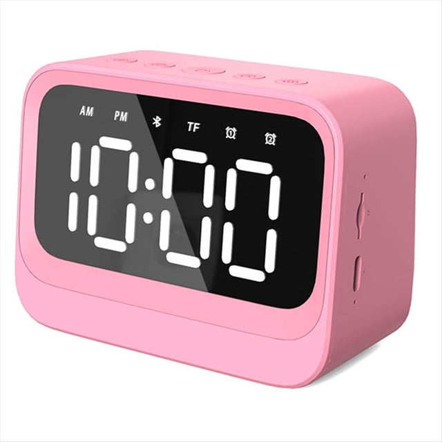 Barra de Sonido Portátil con Reloj Dual, Compatible con Tarjeta TF, Reproductor de Música Inalámbrico, Altavoz Bluetooth, Color Rosa.