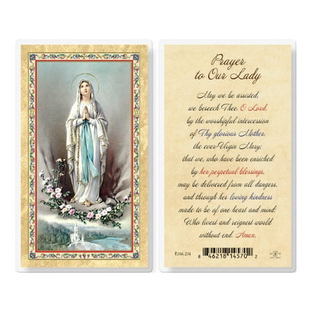 

Prayer to Our Lady of Lourdes Gold-Stamped Laminated Catholic Prayer Holy Card with Prayer on Back Pack of 25