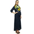 thumbnail image 3 of Bimba Designer Women's Cowl Maxi Navy Blue Dress With Printed Tassel Scarf - 4, 3 of 5
