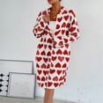 thumbnail image 2 of Arlun Valentine's Day Robes for Women Fashion Full Zipper Long Sleeve Soft Comfy Flannel Loungewear Fashion Heart Printed Fuzzy Winter Warm Sleepwear Bathrobe 1-Red L, 2 of 8