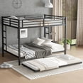 thumbnail image 3 of Queen over Queen Metal Bunk Bed with Twin Trundle, Space-Saving Triple Sleeper, Noise-Free Design, No Box Spring Needed, Black, 3 of 7
