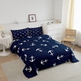 thumbnail image 2 of Summer Anchor Comforter Set Full Size, Nautical Anchor Bedding Set Teens Bedroom Decor, Fashion Navy Blue Quilt Set Soft Polyester Duvet, 2 of 7