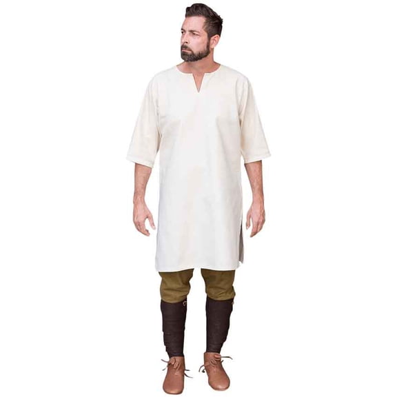 Burgschneider - Medieval Tunic / Under Tunic 3/4 Sleeve “Lofar“ - Natural (size: XXXL )
