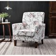 thumbnail image 1 of Sillón de mezcla de poliéster con patrones, marco de madera de abedul sólido con piernas cónicas marrones, silla de acento acolchada de espuma con detalle de adorno para la oficina de la sala de estar, 1 of 5
