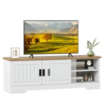 Costway Farmhouse TV Stand for TVs up to 65" with Sliding Doors Storage Cabinets