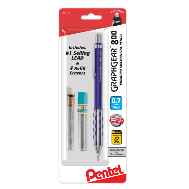 Pentel GraphGear 800 Mechanical Drafting Pencil (0.7mm), 1Pk with Lead