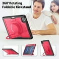 thumbnail image 5 of Decase for iPad Pro 11 Inch (2022/2021/ 2020/2018) Case,Rugged Shockproof Tablet Cover with 360° Rotating Hand Strap Foldable Hidden Stand,for iPad 11 (4th/ 3rd/ 2nd/ 1st) Generation,Rose, 5 of 7