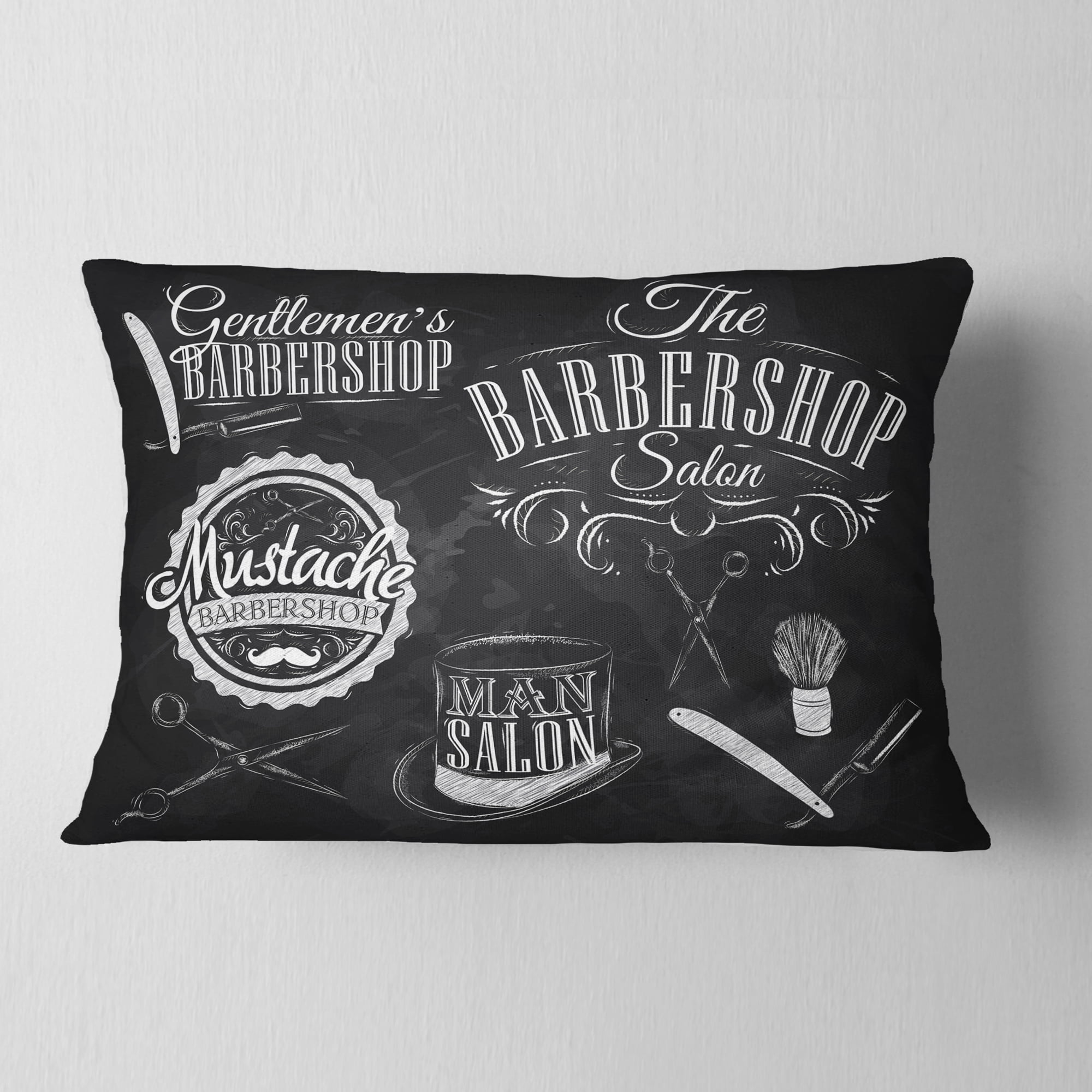 Designart Set Barbershop - Abstract Throw Pillow - 12x20