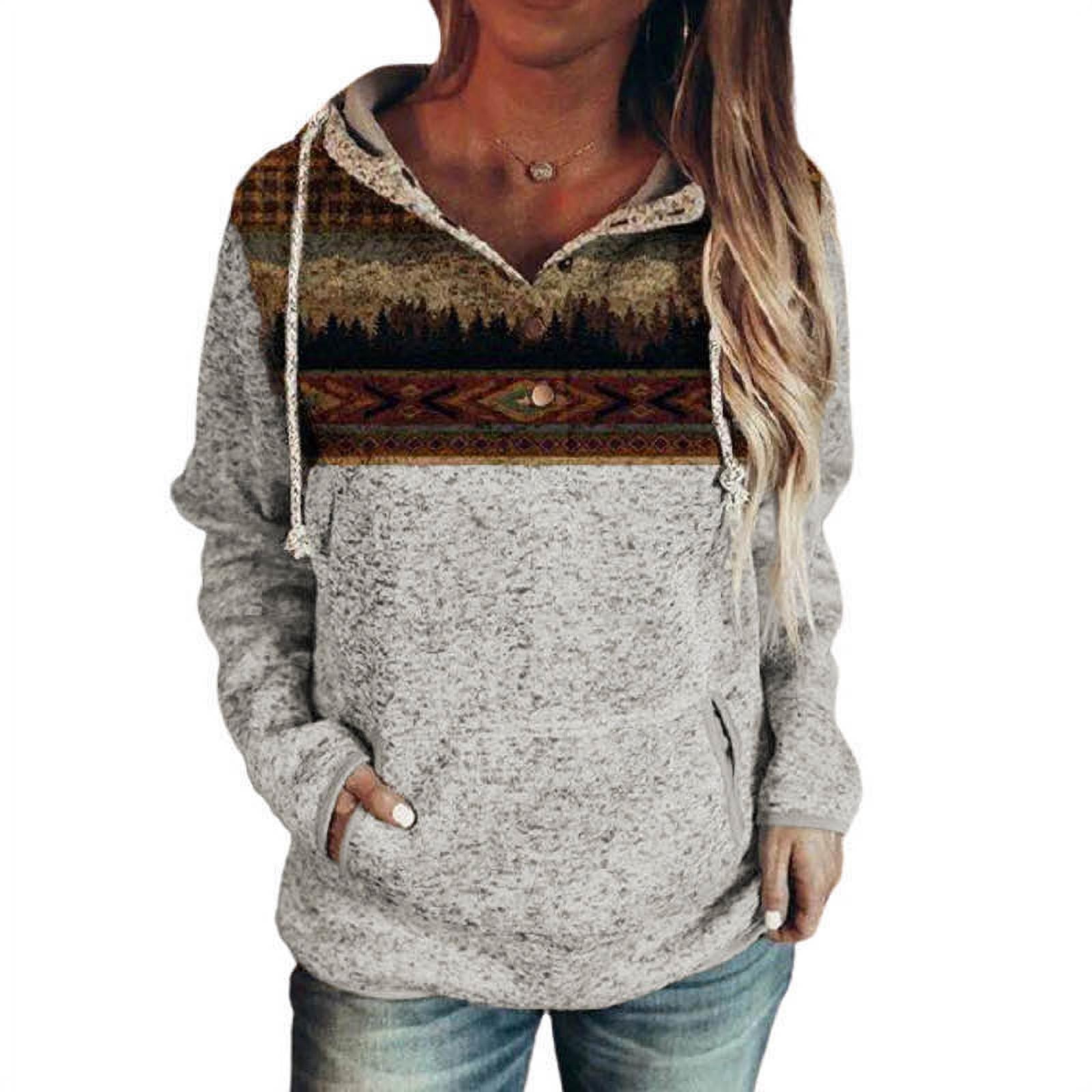 Womens Button Collar Sweatshirt Hoodies 