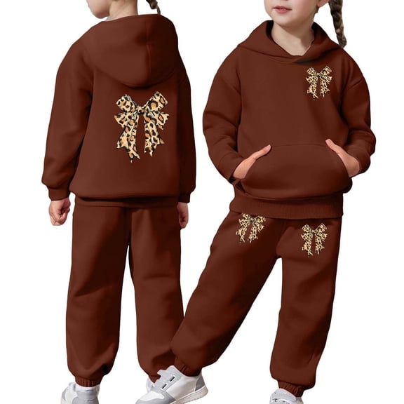 Trendy Preppy Cheetah Print Bow Hoodie 2 Piece Outfit - Fall Sweatshirt Set for Teen Girls