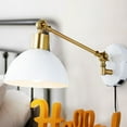 thumbnail image 5 of JONATHAN Y Lisa 18" Swing Arm 1-Light Modern Midcentury Iron USB Charging Port LED Sconce, White/Brass Gold, 5 of 9