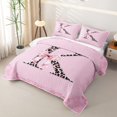 thumbnail image 3 of Erosebridal Glam Leopard Print Letter Quilt Full for Girls, Bowknot Monogrammed K Full Bedspread Sets, 3pcs, 3 of 7