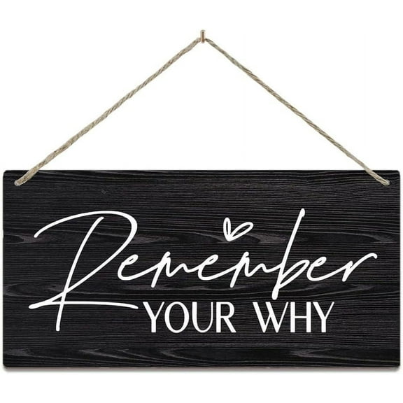 Rustic Wooden Door Hanging Wall Art Sign Remember Your Why Sign Inspirational Quotes Sign Motivation Wooden Hanging Plaque For Home Office Wall Art Decoration 12X6 Inches