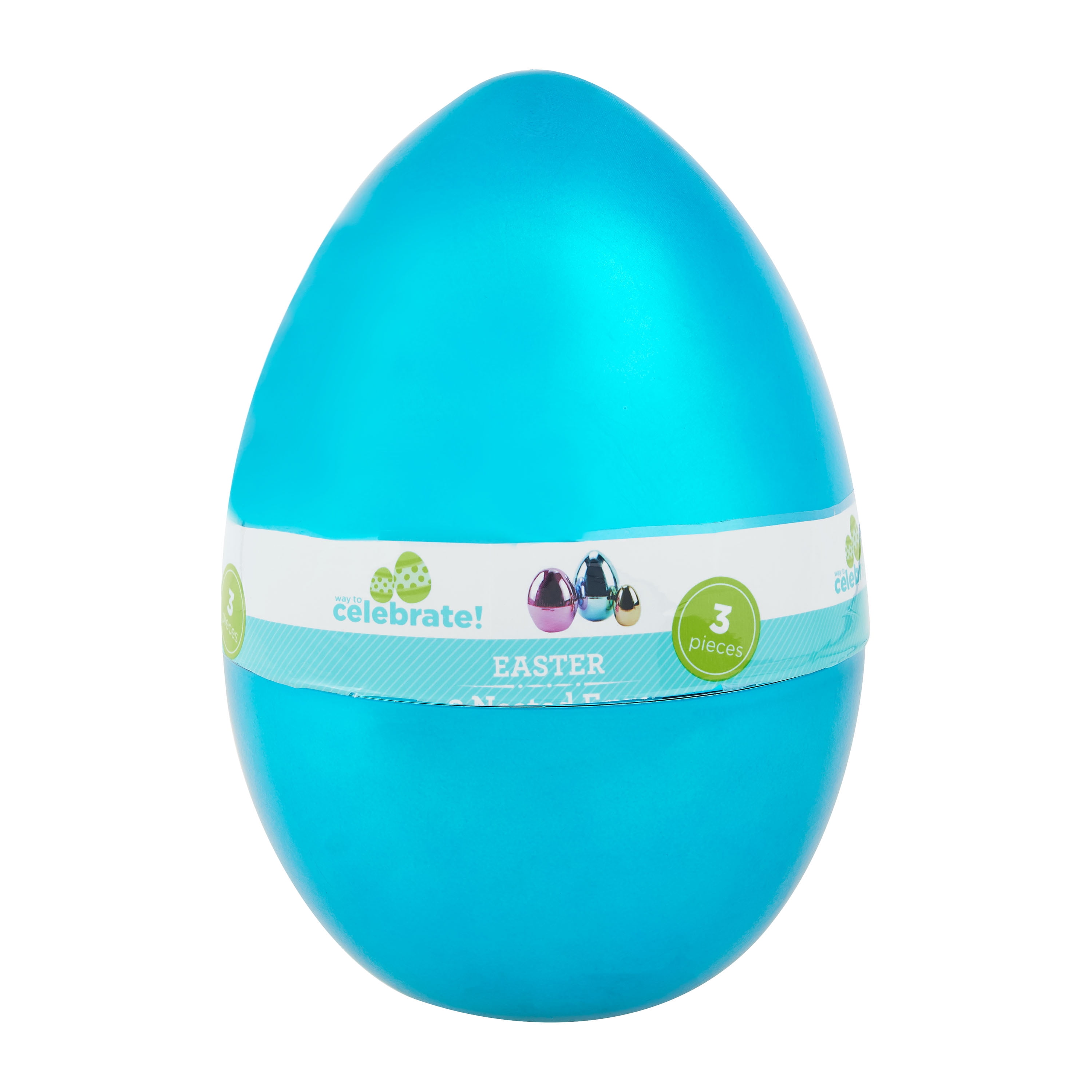 Way To Celebrate Easter Metallic Nested Eggs, Blue, 3 Count Walmart