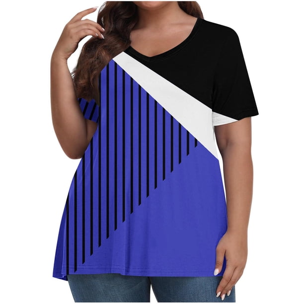 Camiseta de Manga Corta de Cuello en V Sólido Casual, Camisetas de Manga Corta para las Mujeres