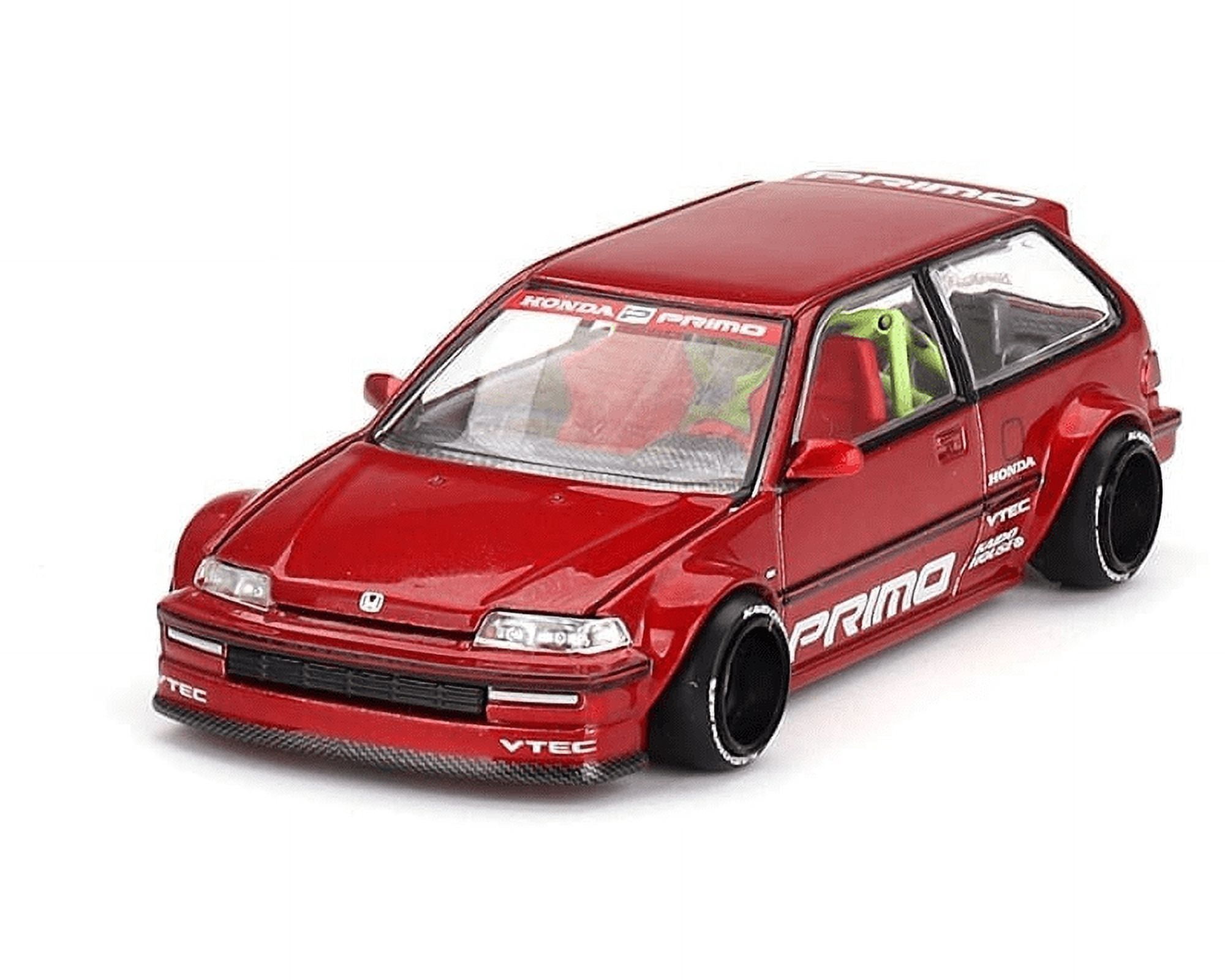 Honda Civic (EF) "Kaido Works V2" Red Metallic with Graphics (Designed by Jun Imai) "Kaido House" Special 1/64 Diecast Model Car by Mini GT