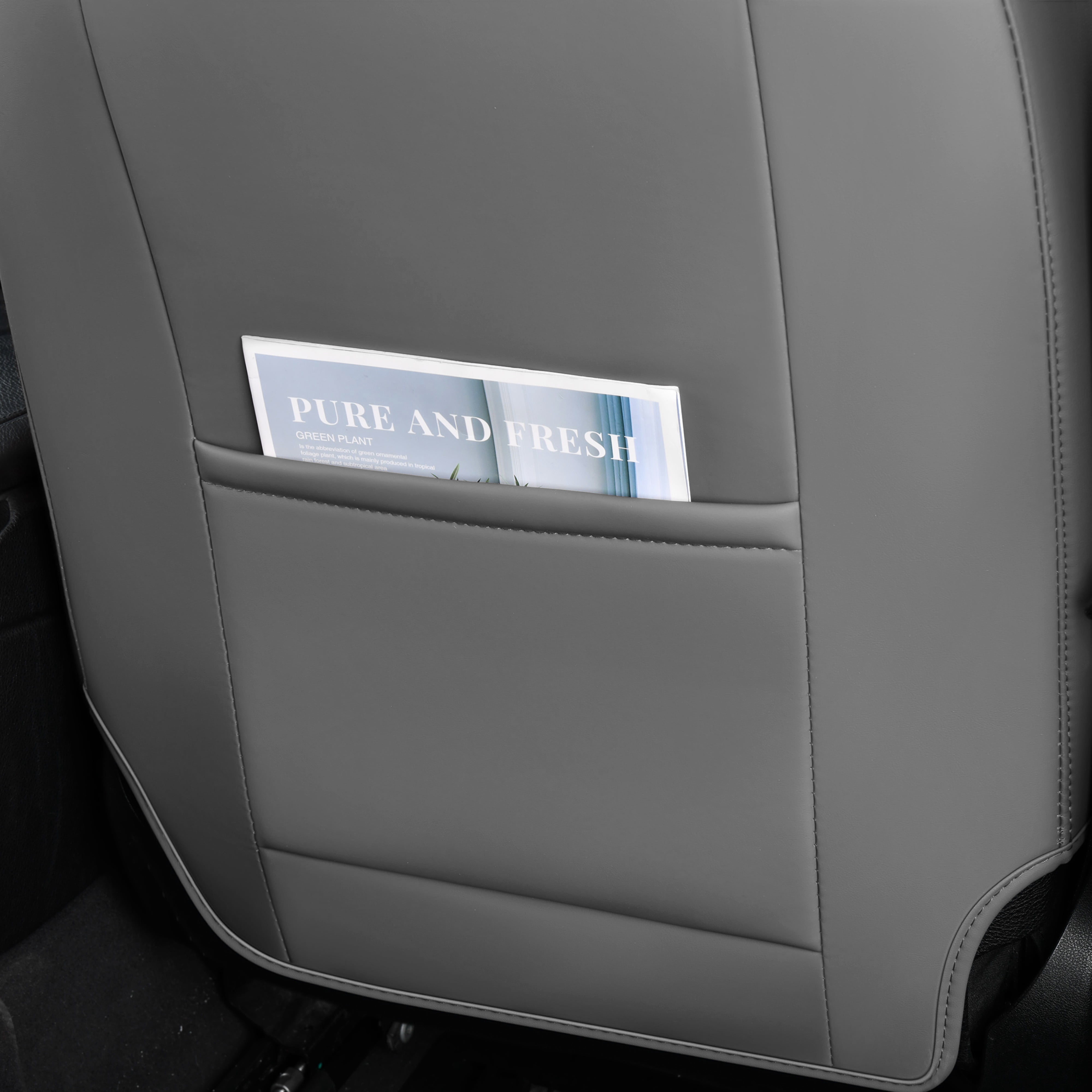 FLORICH Car Seat Covers Front Pair, Waterproof Faux Leather Seat Protectors, Auto Interior Cushions Fit for Most Cars SUV Trucks, Black & Gray