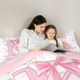 thumbnail image 5 of jejeloiu Bowtie Monogrammed K Full Size Comforter Sets,Pink Bow Tie Bedding Comforter Set,Pink Ribbon Bowknot Bedding Sets For Girl Teens,Ultra Soft Bedroom Decor Reversible,3 Pieces, 5 of 8