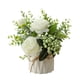 thumbnail image 1 of Pequeña Mesa para la Sala de Estar, Ramo de Rosa de Seda Artificial con Pequeño Jarrón de Cerámica 20x8.5cm, Flor Falsa en Maceta para la Decoración de la Mesa, Rosas Blancas Flores Artificiales, 1 of 6