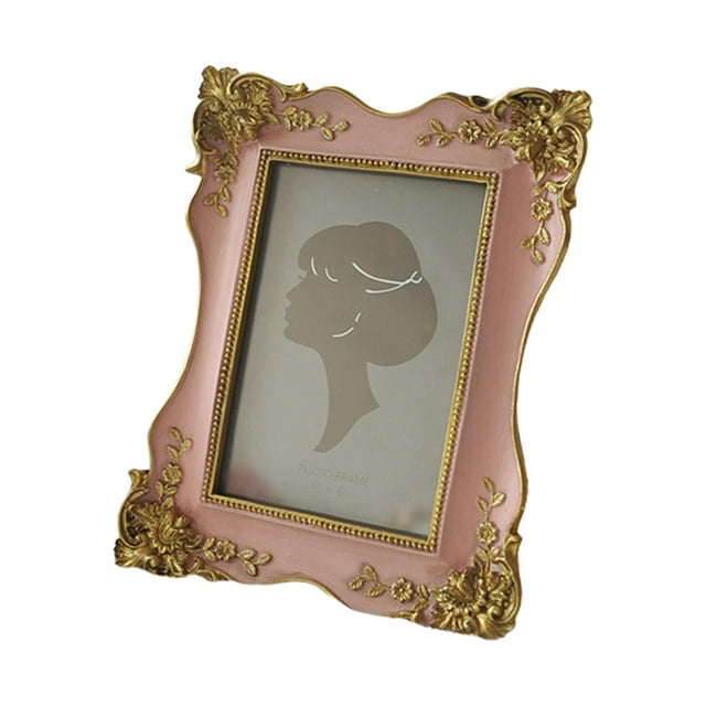 Yingyy Rectangle Carved Flower Picture Display Frame 3.8x5.4inch Inner Frame will light and Pink