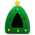 thumbnail image 1 of 2 In 1 Foldable Comfortable Triangle Cat Bed Tent House Christmas Pet Bed, 1 of 4