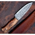 thumbnail image 4 of Custom Handmade Damascus Steel Fixed blade Skinning knife Wood Handle With Leather Sheath, 4 of 6
