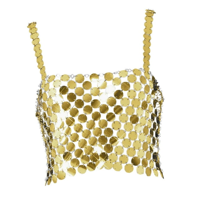 Top corto con lentejuelas brillantes, corsé, chaleco, Halter, ropa de baile superior, camiseta sin mangas de moda brillante para mujeres y