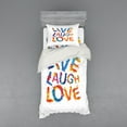 thumbnail image 2 of Ambesonne Live Laugh Love Bedding Set 4 Pcs, Joyful Words, Queen, Multicolor, 2 of 3