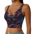 thumbnail image 2 of Gukieu Dreamy Jester Under Stars Print Women's Sports Vest, Low-neck U-shaped Removable Pad Sports Bra for Yoga, Exercise, Dance-Large, 2 of 8