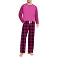 thumbnail image 2 of Tnhcen Men's Pajama Sets, Long Sleeve Raglan Neck Sleepwear, Contrast Color Block, Plaid Flannel Lounge Pants, 2-Piece Loungewear for Men Comfort Wear, Home Clothes, S-3XL Plus Size, 2 of 7