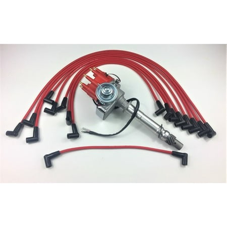 SBC 350 SMALL SPARK PLUG WIRES CAP DISTRIBUTOR COIL + RED 8mm UNDER THE