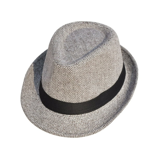 Short Brim Teardrop Crown Wool Blend Fedora Hat 3502_Brown/Blk