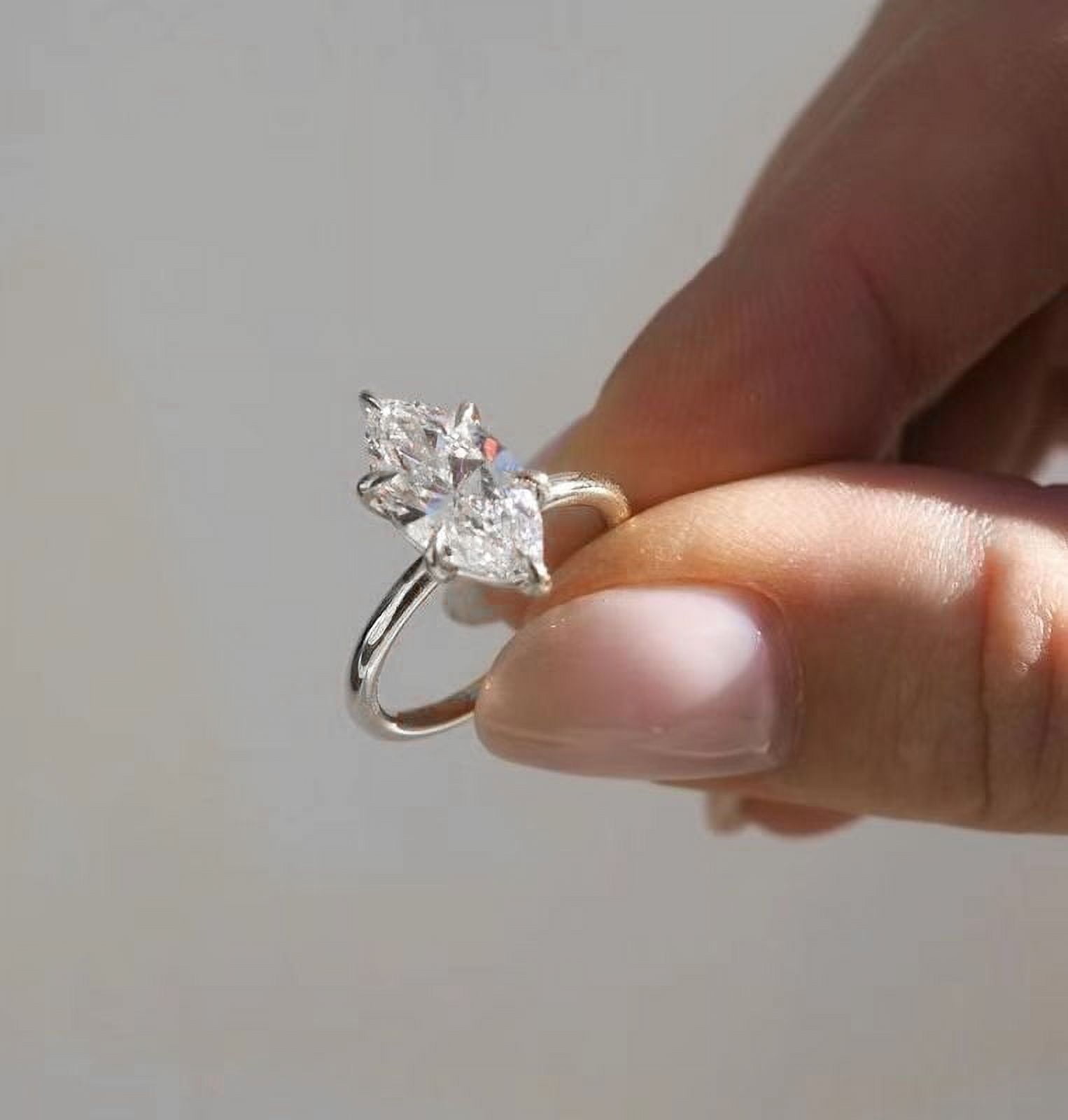 solitaire jewels 2.5CT Marquise Moissanite Solitaire Engagement Ring For Women, 14K White Gold