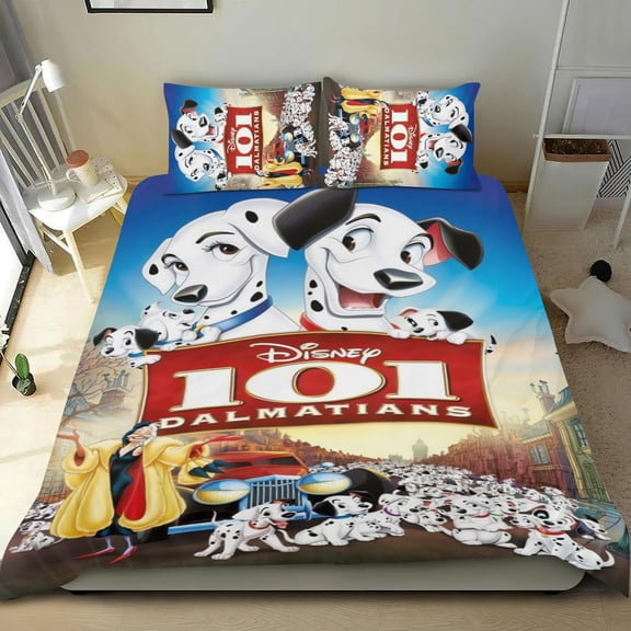 3 Piece Bedding Set For 101 Dalmatians Duvet Cover Sets Comforter Cover Set Cute Super Soft Teens Bedding Set Kids Bedroom Gifts,1 Duvet Cover with 2 Pillowcases Twin