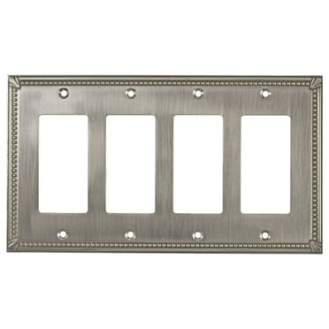 Rok Hardware Traditional Decora Rocker GFCI Switch Plate 4 Gang Brushed Nickel