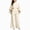Beige, variant on Sweater Pant Sets Women 2 Piece Outfits Plus Size Cape Sleeve Mock Neck Blouse Knitted Trousers Fall Clothes