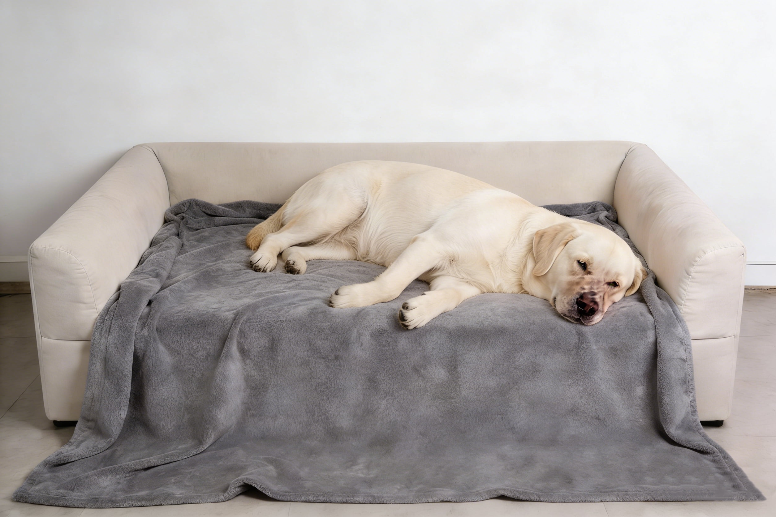 Dog Blanket Washable 150 x 200 cm Grey Flannel Pet Blanket Soft Cozy Throw for Large Dogs Cat Puppy for Bed Sofa Crate Car
