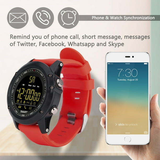 AVEKI IP67 AOWO Watch LCD Distance Calorie Smart Sport Watch Pedometer Fitness Tracker Watch Red Walmart