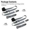 thumbnail image 4 of 2 Set Universal Car Seat Belt 3 Point Retractable Car Safety Belt Automatic Car Front Seat Safety Belt Strap Buckle Kit Adjustable,Grey, 4 of 12