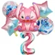 thumbnail image 4 of Juego de 6 globos de aluminio de Disney Lilo & Stitch con forma de ángel rosa para decoración de fiestas de cumpleaños de niños y niñas, suministros para baby shower, globos de aire, 4 of 4