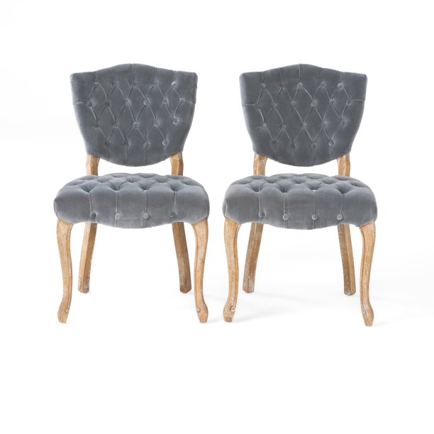 Campo Tufted Grey Fabric Dining Chairs (Set of 2)