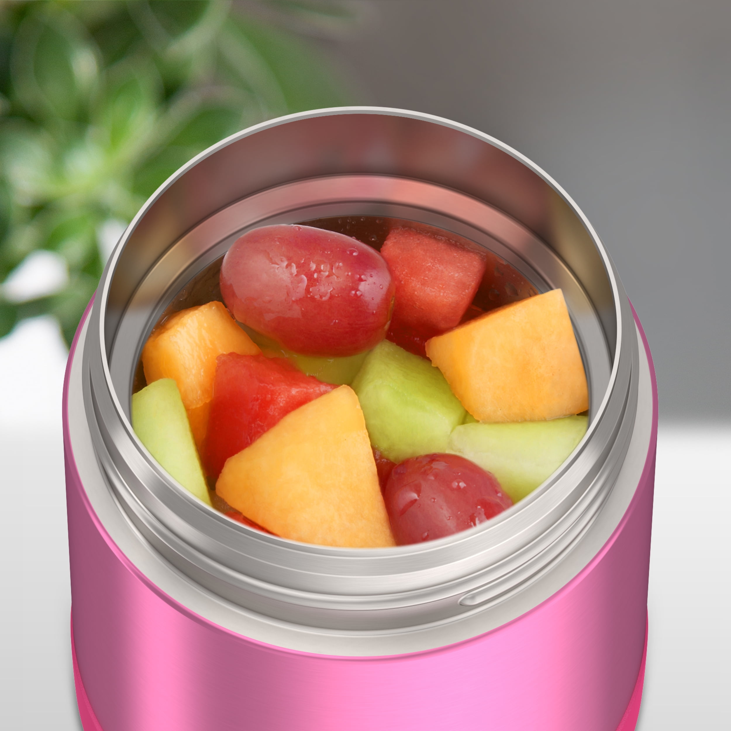 Thermos Stainless Steel Vacuum Insulated FUNtainer Food Jar with Snack Top, 295ml, Pink