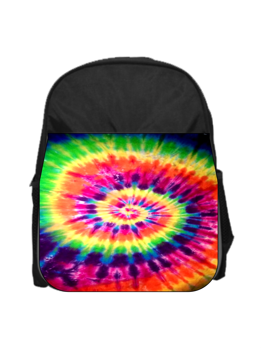 Bright Tie Dye Print Design - 13" x 10" Black Preschool Toddler Children's Backpack and Crayon Case Set - Girls - Multi-Purpose - image 1 of 2