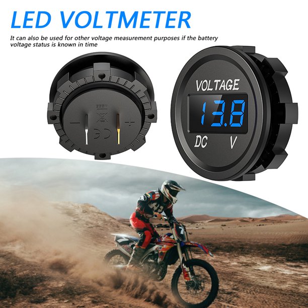 D1 Coche Motocicleta DC 12-24V Panel digital Voltímetro Medidor de voltaje (Azul)