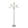 thumbnail image 1 of All the Rages LF2006-SVW Simple Designs 5 Light Adjustable Gooseneck Silver Floor Lamp with Shades, White, 1 of 1