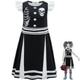thumbnail image 2 of Kids Girls Halloween Skull Cheer Leader Costume Flutter Sleeve Dance Dress Rooter Team Uniform, 2 of 6