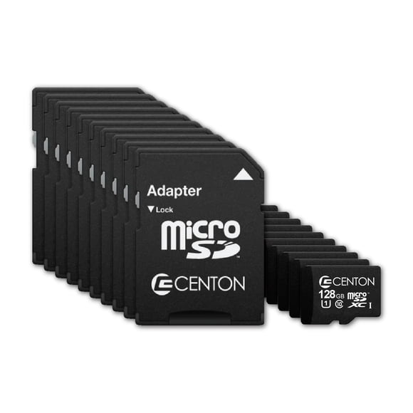 Tarjeta micro SDXC Centon MP 128 GB UHS1, paquete de 10 con adaptador