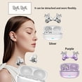 thumbnail image 3 of Open Ear Earbuds Clip on Wireless Bluetooth 5.4 Headphones with Mic,50H Play,ENC Call,Waterproof,Butterfly Decoration Jewelry,Comfortable for Small Ears&Glasses Wearers,Workouts (Purple), 3 of 7
