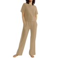 thumbnail image 3 of Ploknplq Jumpsuits for Women,Jogging Suits for Women Plus Size,Lounge Sets for Women,2 Piece Outfits For Matching Set T Shirts Pants,Matching Sets Women Clothing,Track Suits for Women Set Khaki M, 3 of 8