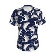 thumbnail image 5 of Zufioo Angry Shark Print Women's Classic V-neck T-shirt, V-neck Short-sleeved Tops Home Wear, Suitable for Daily Life, Work, Outdoors-X-Large, 5 of 8